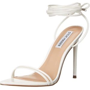 Steve Madden Flamin Ankle Wrap Heeled Sandals, White